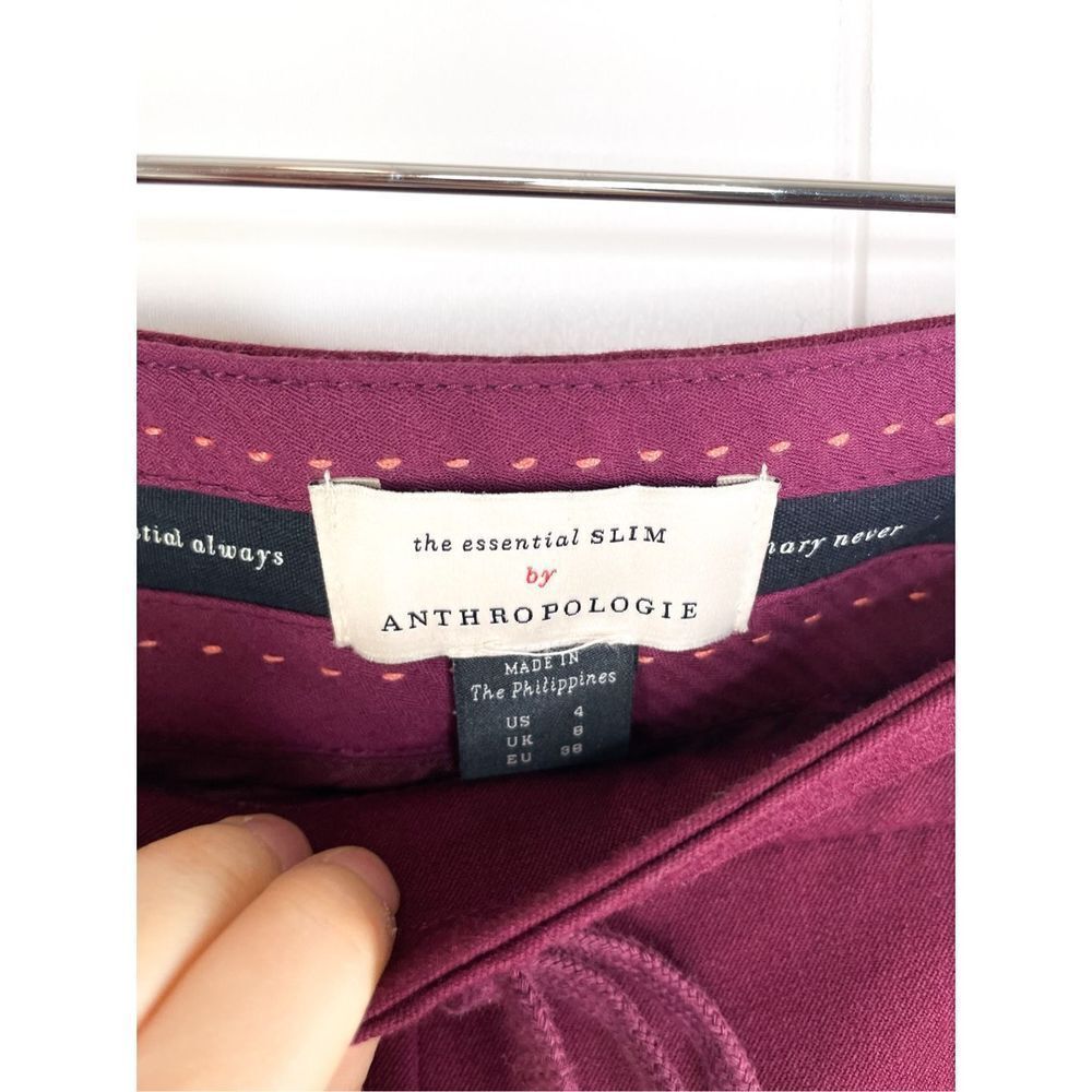 Anthropologie The Essential Slim Striped Trouser Burgundy and Red Size Stripe 4 - Picture 3 of 10